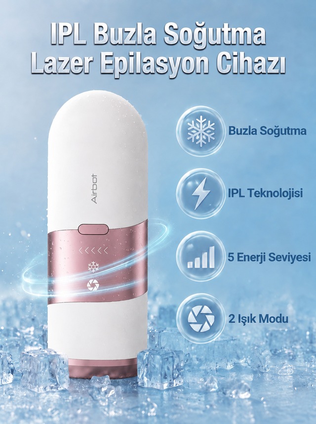 Airbot Lazer Epilasyon Cihazı Ipl Buz Soğutma Teknolojisi Epilasyon Makinesi Gül Altın
