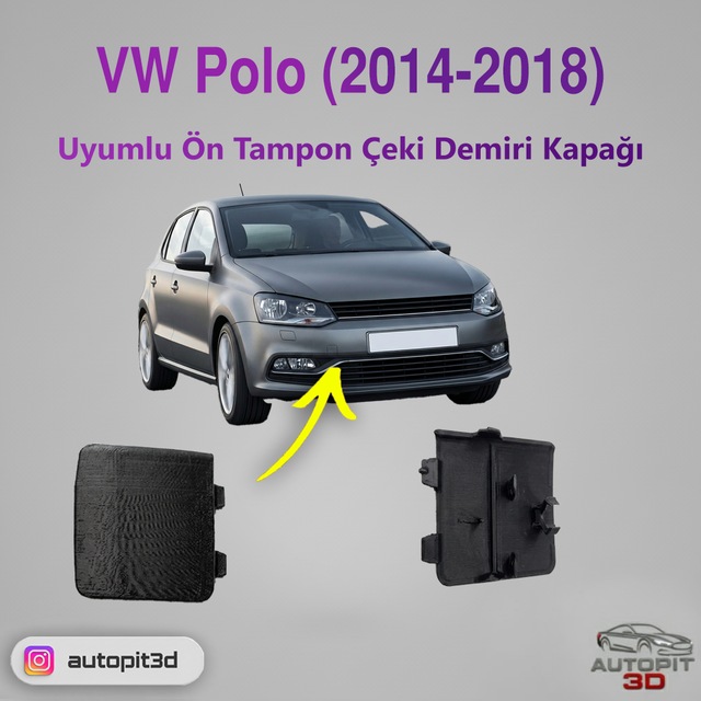 Volkswagen Polo 2014 2018 Uyumlu Ön Tampon Çeki Demiri Kapağı