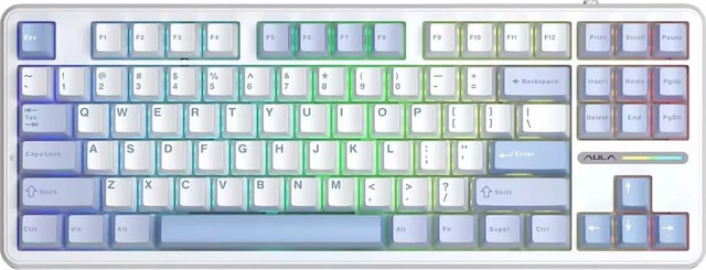 Aula F87 Pro Mekanik Rgb Tkl Graywood V3 Switch Kablosuz Makrolu Hot Swap Klavye Buz Mavi