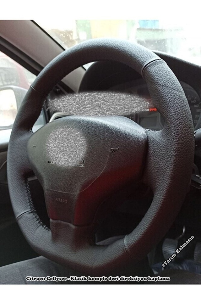 Citroen C-elysee Araca Özel Deri Direksiyon Kılıfı Siyah