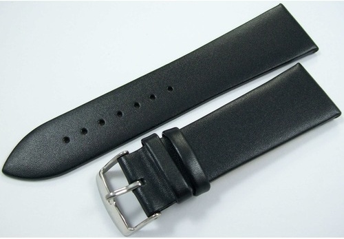 Bizon 24Mm Siyah Deri Saat Kayışı Dikişsiz Klasik Saat Kordonu Si