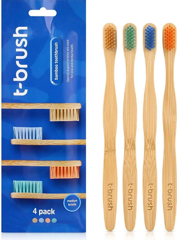 T Brush Bambu Diş Fırçası Orta Sert 4 Adet