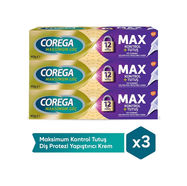 Corega Maksimum Kontrol Protez Yapıştırıcı Krem 3 x 40 G