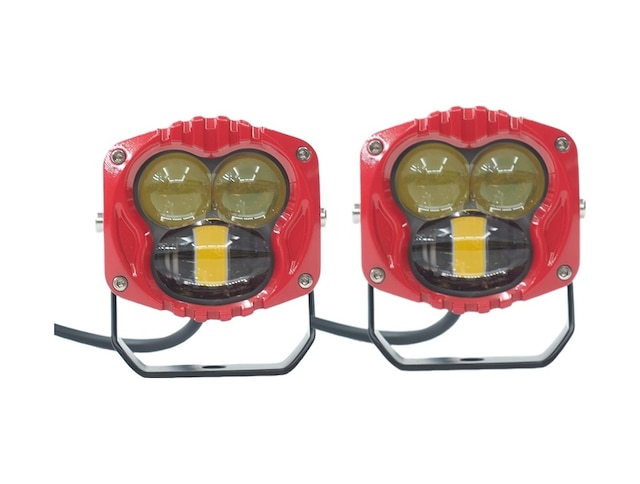 Space Offroad Sis Lambası Sarı-beyaz Set Kırmızı Çerçeve 7.3 X 6.8 X 6.8 Cm 12-30v / Lass369-1