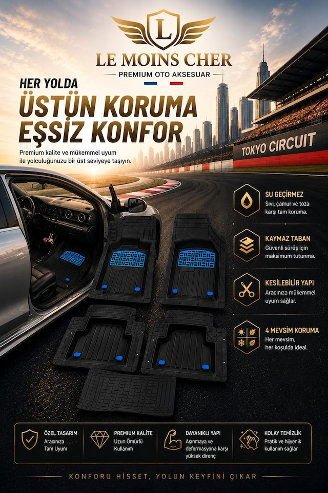 Isuzu D-max 4x4 Havuzlu Oto Paspası Kaymaz Taban Dayanıklı Enerji Mavi