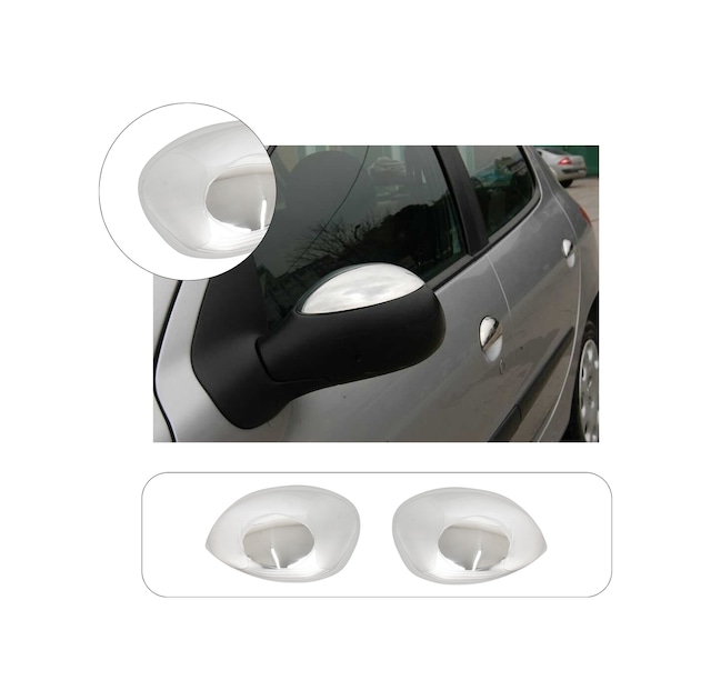 Peugeot 206 Uyumlu 1998-2012 Ayna Kapağı Paslanmaz Çelik