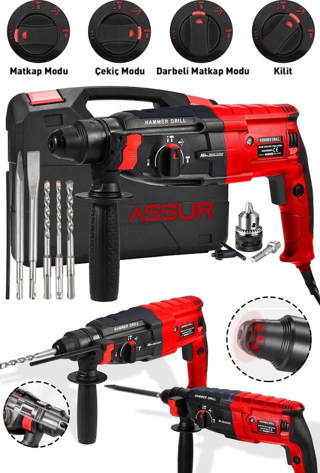 Assur Profesyonel Metal Şanzıman Kırıcı Delici Hilti Darbeli Matkap 2 - 28mm - 1799