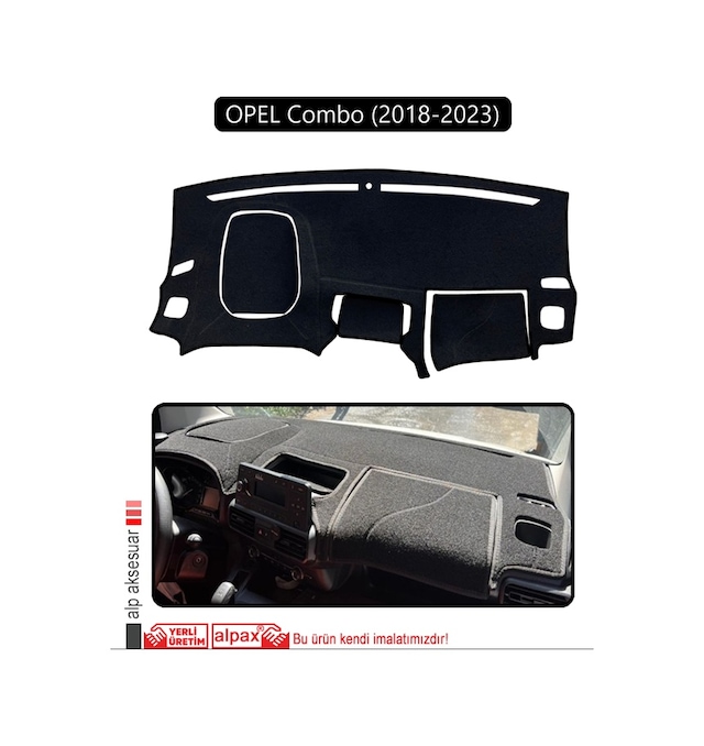 Opel Combo 18+ 2018-2023 Torpido Koruma Halısı Siyah Kenar