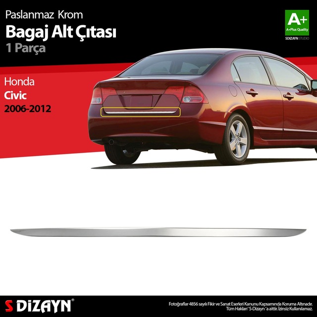 S-Dizayn Honda Civic Krom Bagaj Alt Çıta 2006-2012 N11.4581