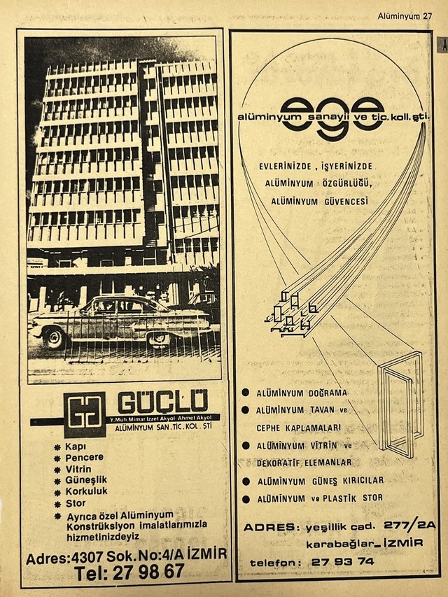 İzmir 1982-1983 Meslek Reklam İlanı Efemera S27 Teşhir Ürün