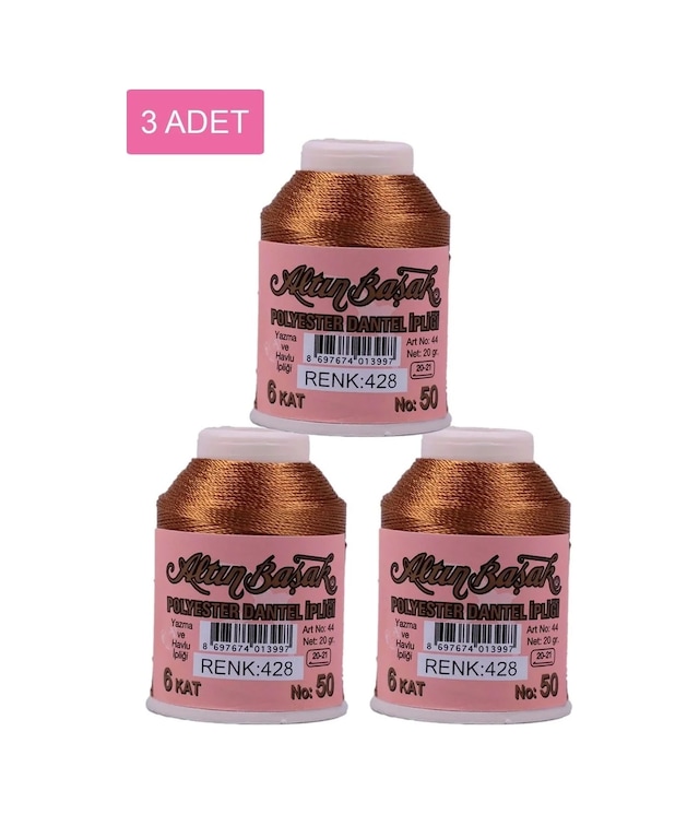 Ers 3 Adet Altınbaşak Oya Ve Dantel İpi 20 Gr - Royaleks - No: 428