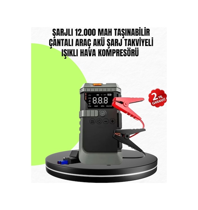 4 Ü 1 Arada Powerbank Özellikli Araç Akü Şarj Takviye Cihazı Çok Renkli