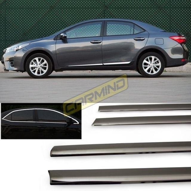 Toyota Corolla Uyumlu Siyah Krom Cam Çerçevesi 2013-2018 14 Parça
