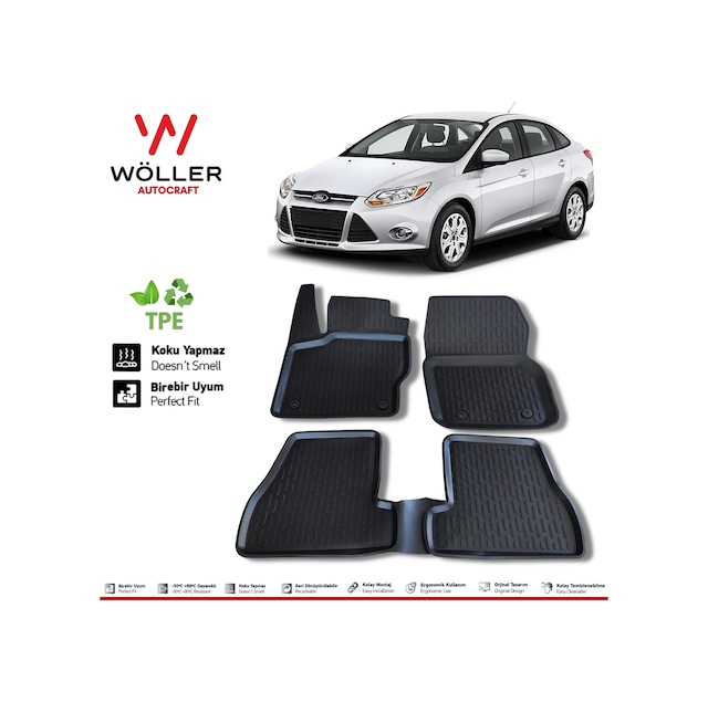 Ford Focus 3 Paspas 2010 2014 Arası 3D Havuzlu Wöller Paspas