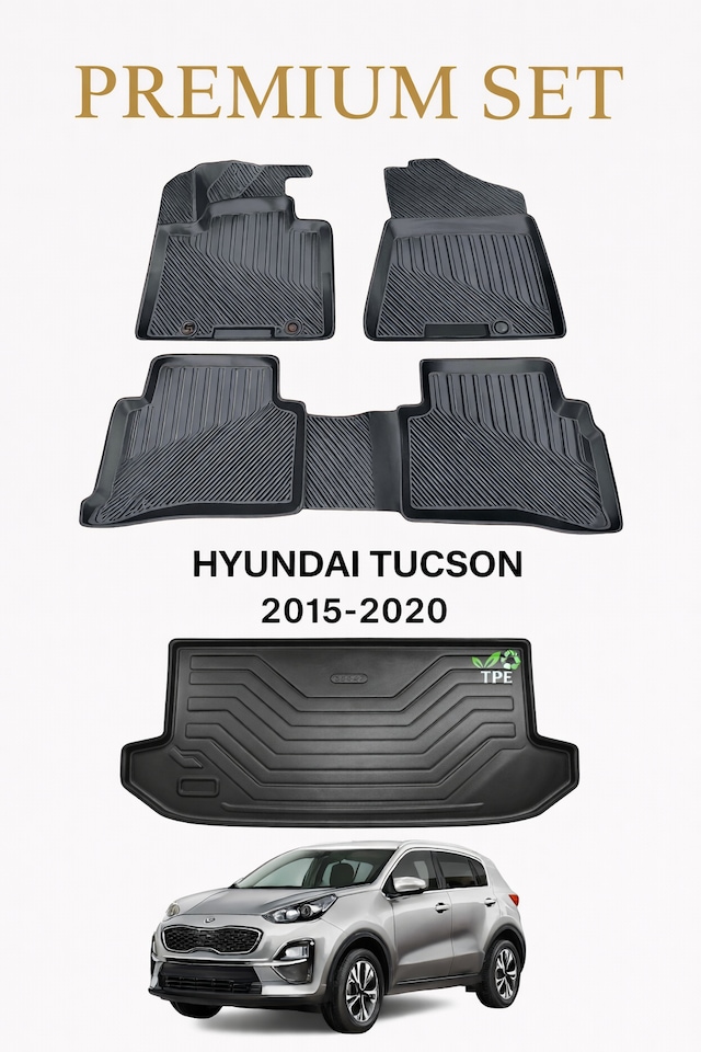Hyundai Tucson 2015-2020 Uyumlu 3d Oto Paspas Ve Bagaj Havuzu Set Premium