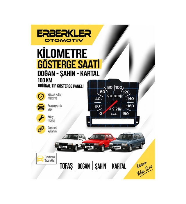 Doğan, Şahin, Kartal Kilometre Gösterge Saati 180 Km Tip Gösterge Paneli - Erb373