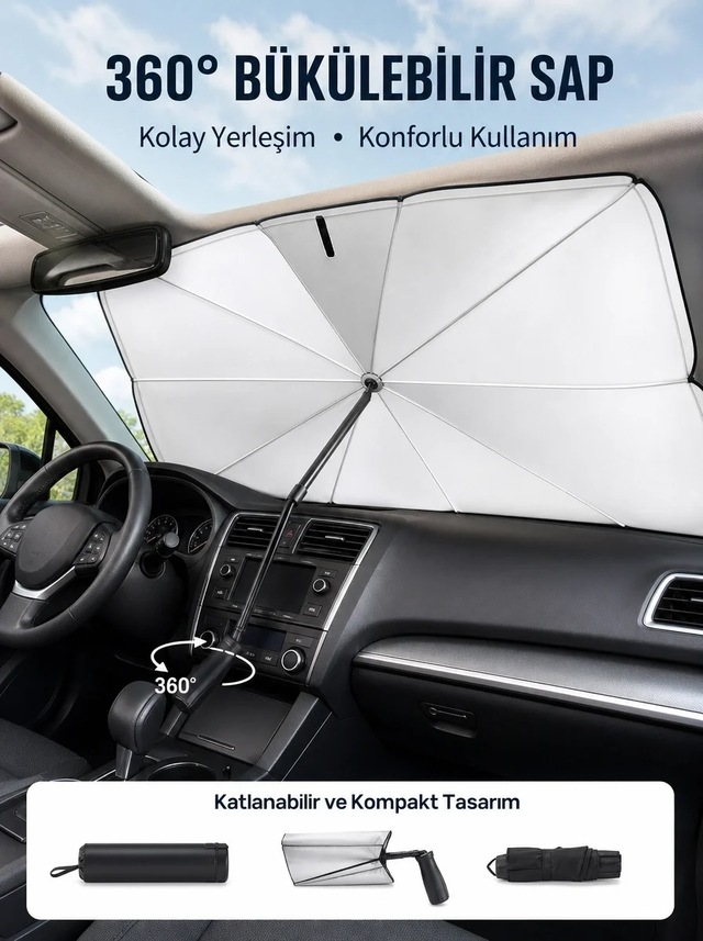 Ers Pratik Ön Cam Güneşliği Geniş Kapsama Alanı, Kolay Saklama Yeni Nesil
