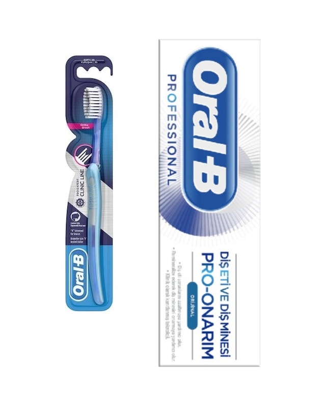 Oral-B Pro-Expert Clinic Line Ortho Brush Diş Fırçası Soft + Pro-Onarım Diş Macunu 50 ML