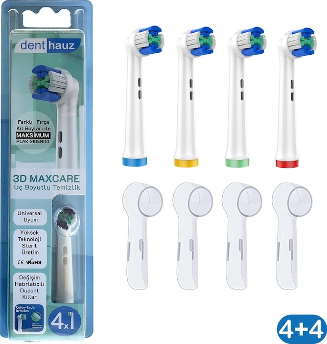 3d Maxcare - 3 Boyutlu Temiizlik Oral-b Uyumlu Diş Fırçası Başlığı + Fırça Koruma Kapağı