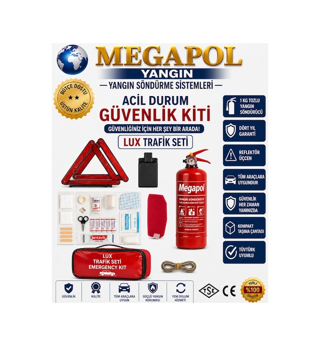 Lüks Trafik Seti, 1 Kg Toz, Trafik Seti, Yangın Söndürme Cihazı. Yangın Tüpü