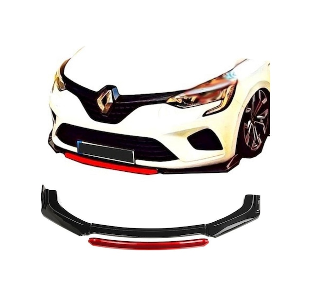Renault Clio 5 Ön Tampon Altı Lip 4 Parça 2019-2022 (Kırmızı)