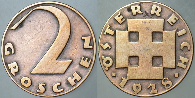 Avusturya 2 Groschen 1928.