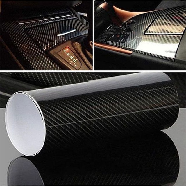 5d Karbon Fiber Folyo Ultra Parlak Hava Kanallı Araç Döşeme Kaplama Folyosu 30 Cm X 1 Metre