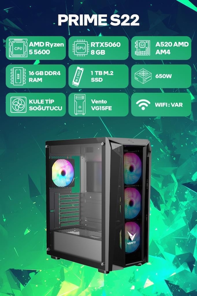 Game Garaj Prime S22 Ryzen 5 5600 RTX 5060 16GB RAM 1TB SSD