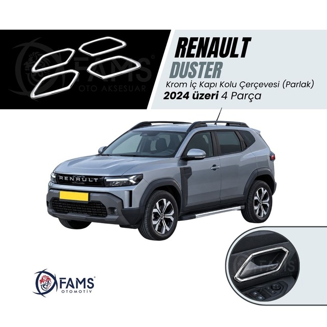 Renault Duster 2024 Üzeri 4 Prç Krom İç Kapı Kolu Çerçevesi P.çelik Parlak