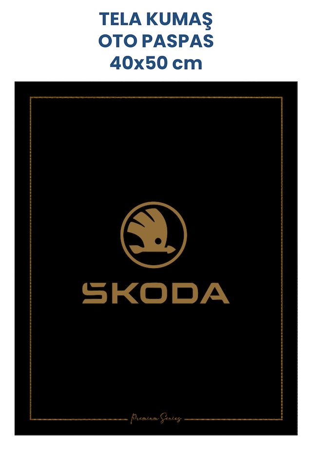 Tela Kumaş Suya Dayanıklı 40x50cm Skoda 50adet Oto Paspas Siyah Altın Rengi Baskı Kağıt Değil