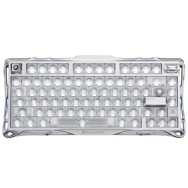 Gravastar Mercury V75 Manyetik Switch Gaming Klavye, Kablolu, İngilizce Q, Silver Frost