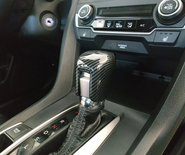 Honda Civic Fc5 FK7 İçin Uyumlu Karbon Desenli Vites Topuzu Tam Kaplama 2016-2021 Karbon - Siyah