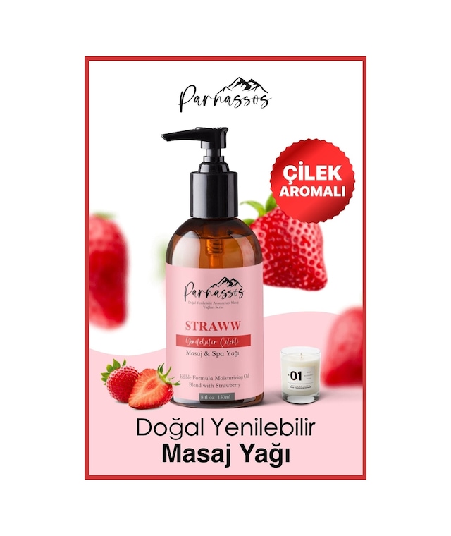 Parnassos Doğal Çilek Aromalı Yenilebilir Masaj Yağı 150 ML