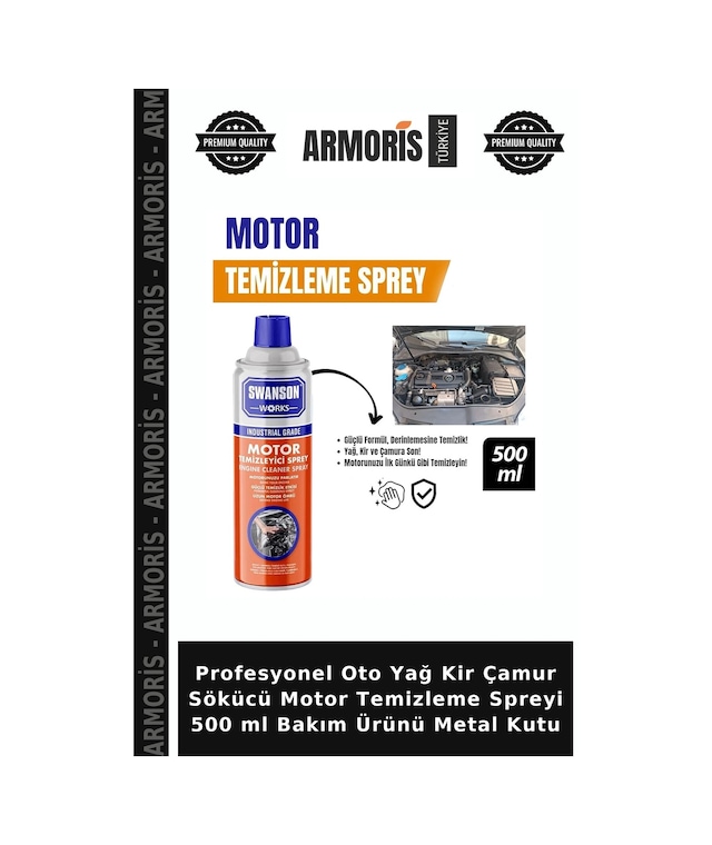 Profesyonel Oto Yağ Kir Çamur Sökücü Motor Temizleme Spreyi 500 Ml Bakım Ürünü Metal Kutu