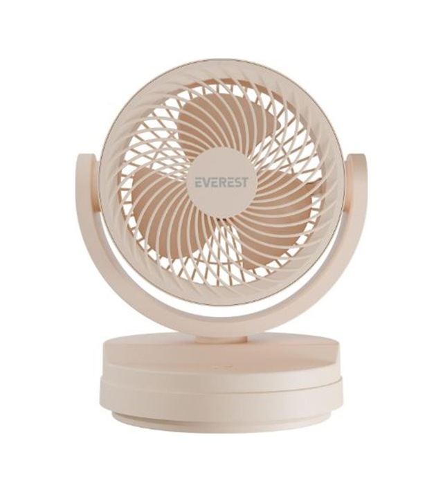 Everest Efn-509 Krem- Kahve 7 İnç 3 Kademeli 2100 Rpm Hız Duvar Tıpı Ve Masaüstü Usb Fan