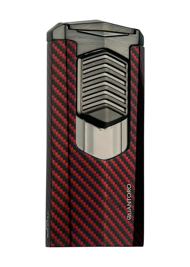 Quantoro 3 Torch Pürmüz Kırmızı-karbon Metal Puro Çakmağı - Trz1008