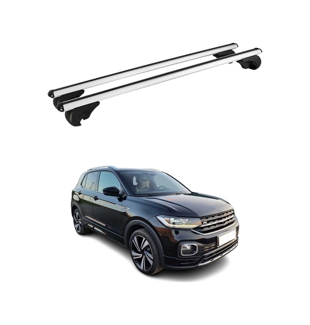Vw T-cross 2019-2027 Arası Uyumlu Port Bagaj Taşıyıcı Ara Atkı Alüminyum Gümüş 2 Parça