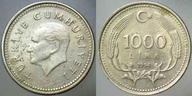Türkiye Cumhuriyeti 1000 Lira 1994.