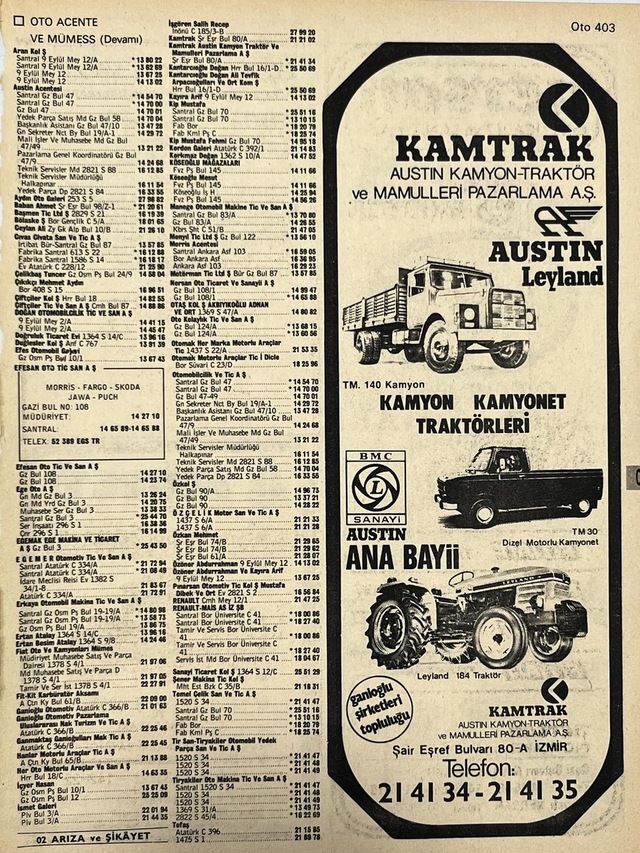İzmir 1982-1983 Meslek Reklam İlanı Efemera S403 Teşhir Ürün
