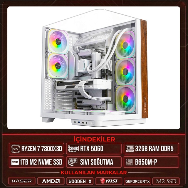 Xaser Wooden X80 Ryzen 7 7800X3D RTX 5060 1TB SSD