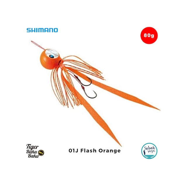 Shimano Engetsu Tiger Baku Baku Tai Rubber Jig 80gr 01j Flash Orange