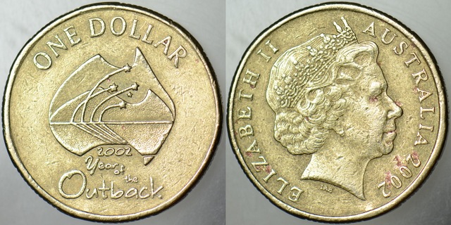 Avustralya 1 Dolar 2002 Sirkülasyon Hatıra-çöl Bölgesi Yılı. Kraliçe Iı. Elizabeth.