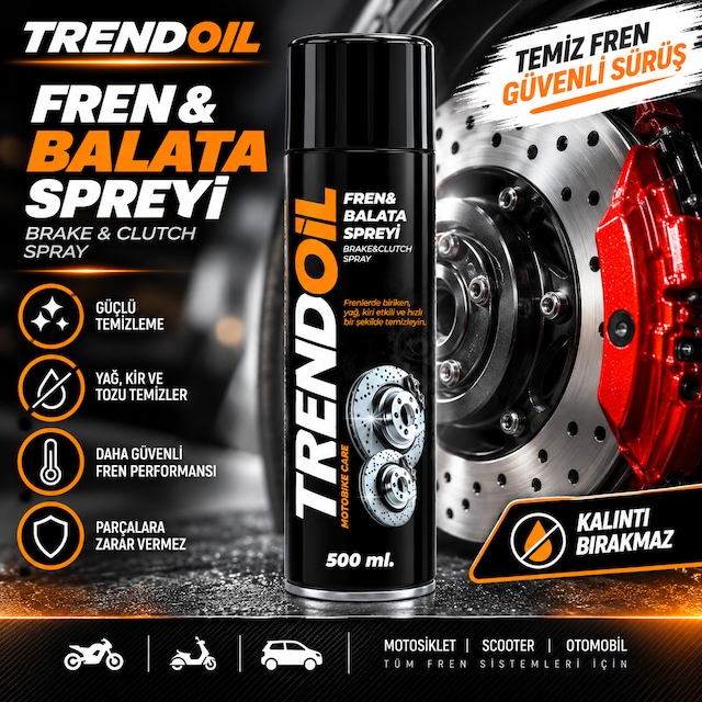 Trendoil Fren Balata Temizleme Spreyi 500 Ml Fren Ve Debriyaj Temizleyici Hızlı Ve Etkili Temizlik
