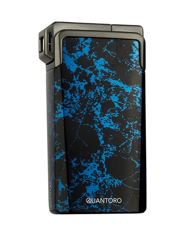 Quantoro Tek Torch Pürmüz / Soft Flame Mavi Desenli Metal Puro Çakmağı - Trz1196