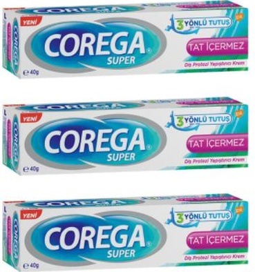 Corega Süper Diş Proztezi Yapıştırıcı Krem 40gr Tat İçermez | 3 Adet