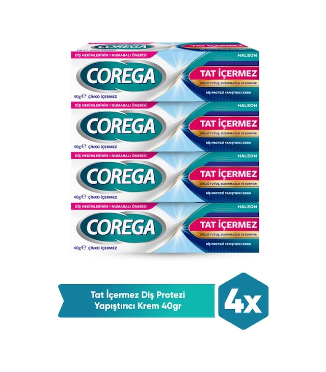 Corega Tat İçermez Yapıştırıcı Krem 4 x 40 G
