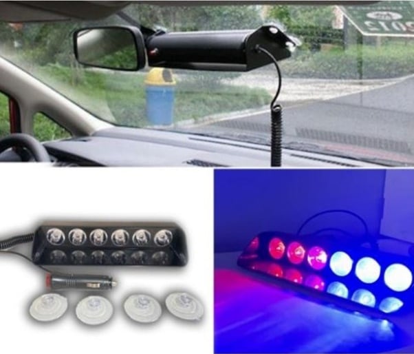 Vantuzlu Çakar Araç Içi Kırmızı-mavi 6 Ledli Mercekli S6-s12