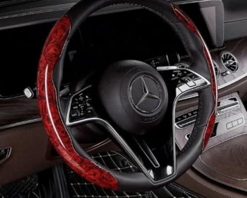 Busstier Ahşap Desenli Karbon Fiber Direksiyon Simidi Koruma Kılıfı 2'li Set Kaymaz Dayanıklı Şık Ve Ergonomik Araç Direksiyon Kılıfı Gri