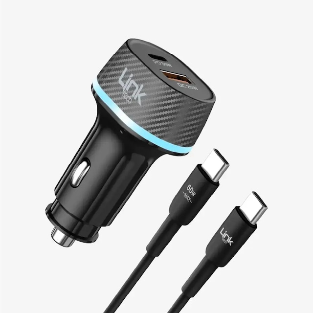 C434 55w Çift Pd 30w & Qc 25w Type-c Kablolu Süper Hızlı Araç Siyah
