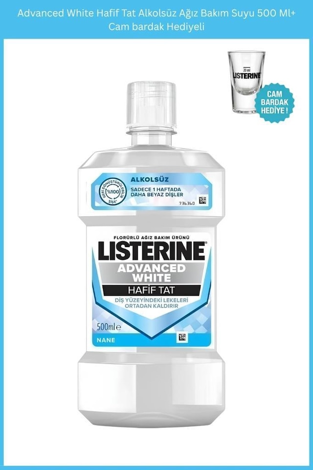 Advanced White Hafif Tat Alkolsüz Ağız Bakım Suyu 500 Ml+cam Bardak Hediyeli